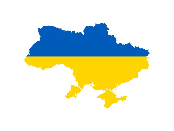 simple map of ukraine with flag
