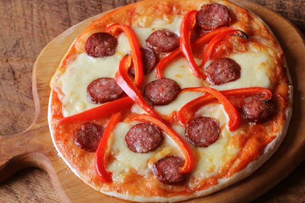hot homemade pizza with pepperoni