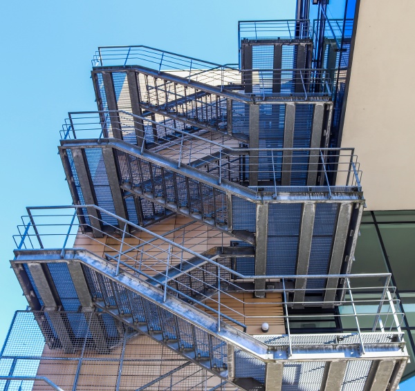 big metallic stairs at a modern