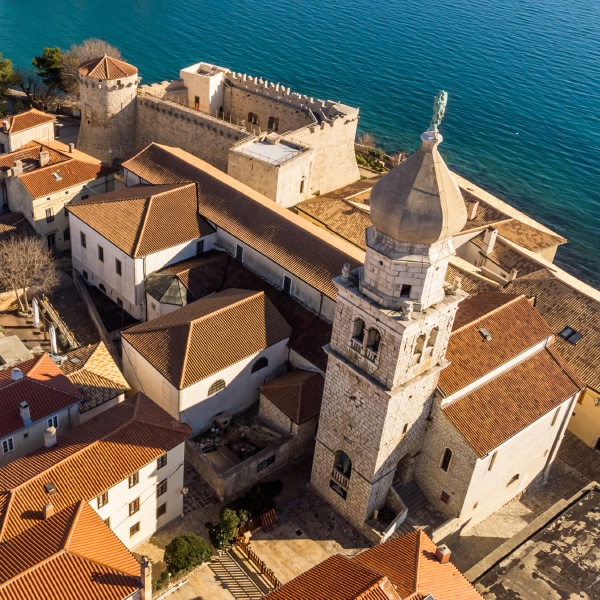 aerial view of historic adriatic town