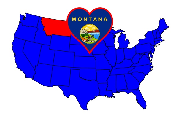 montana state map flag outline usa