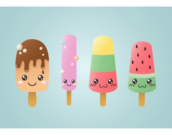cute kawaii popsicle ice cream character