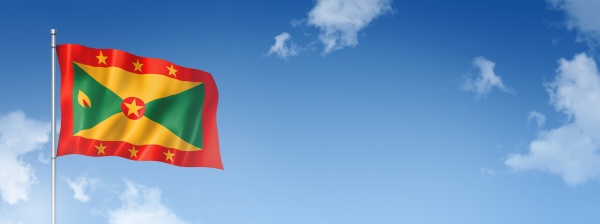 grenada flag isolated on a blue