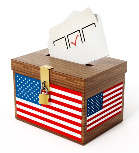 american flag textured ballot box and