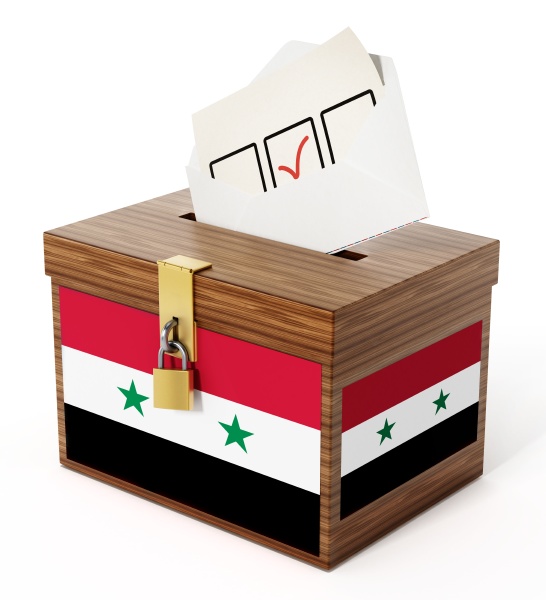 syrian flag textured ballot box and