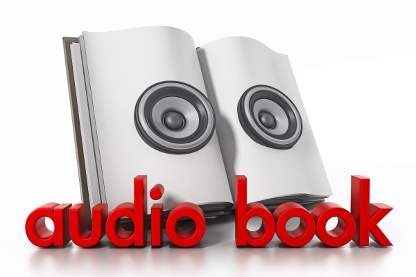 audio book with speakers on open