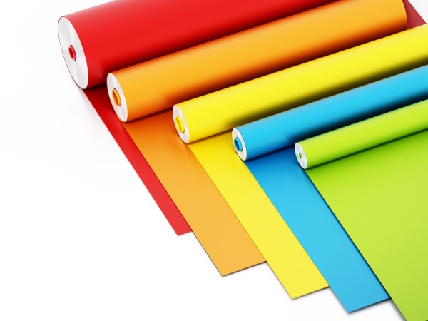 vibrant colored adhesive films isolated on