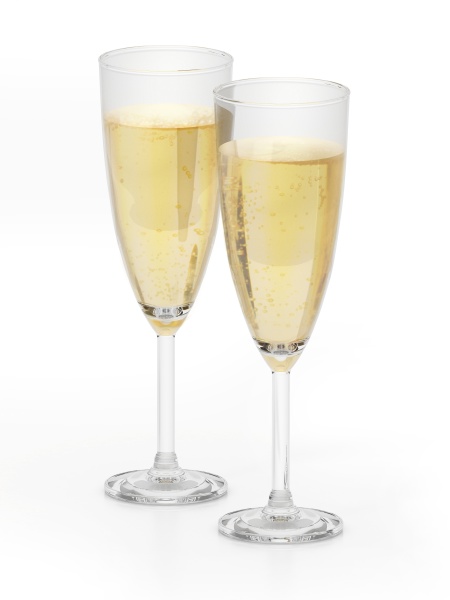 champagne glasses isolated on white background
