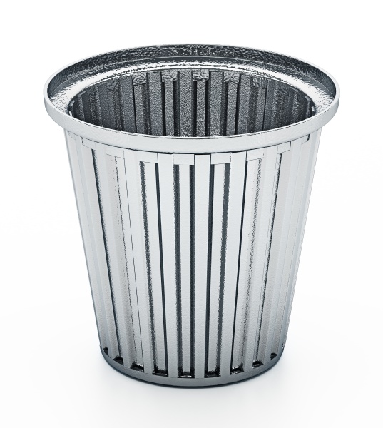 steel trash can isolated on white