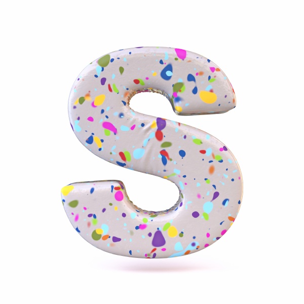 colorful terrazzo pattern font letter s