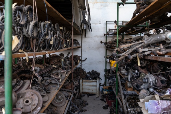 parts of dismantled cars at the
