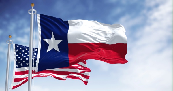 the texas state flag waving along