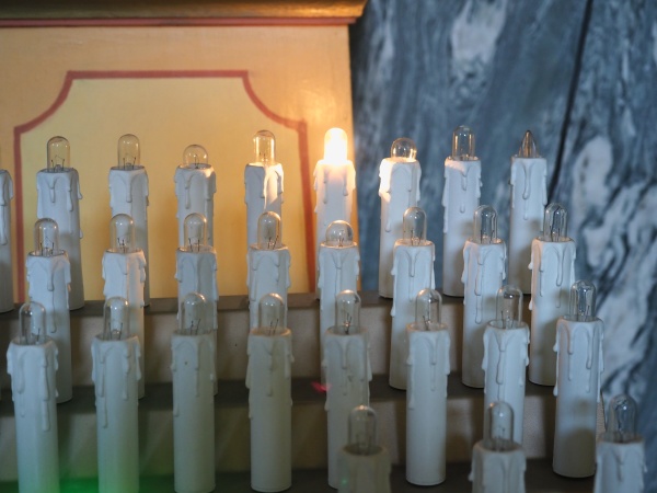 electric candle in a church