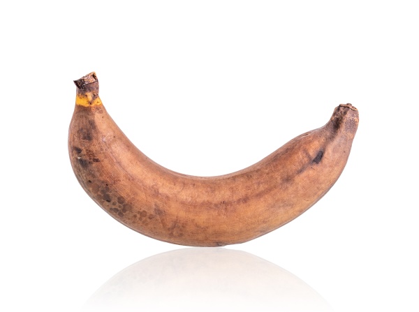 rotten banana isolated on white background