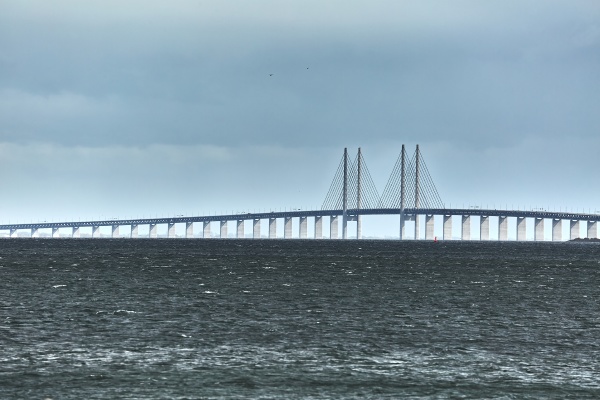 oresund bridge over the sea between