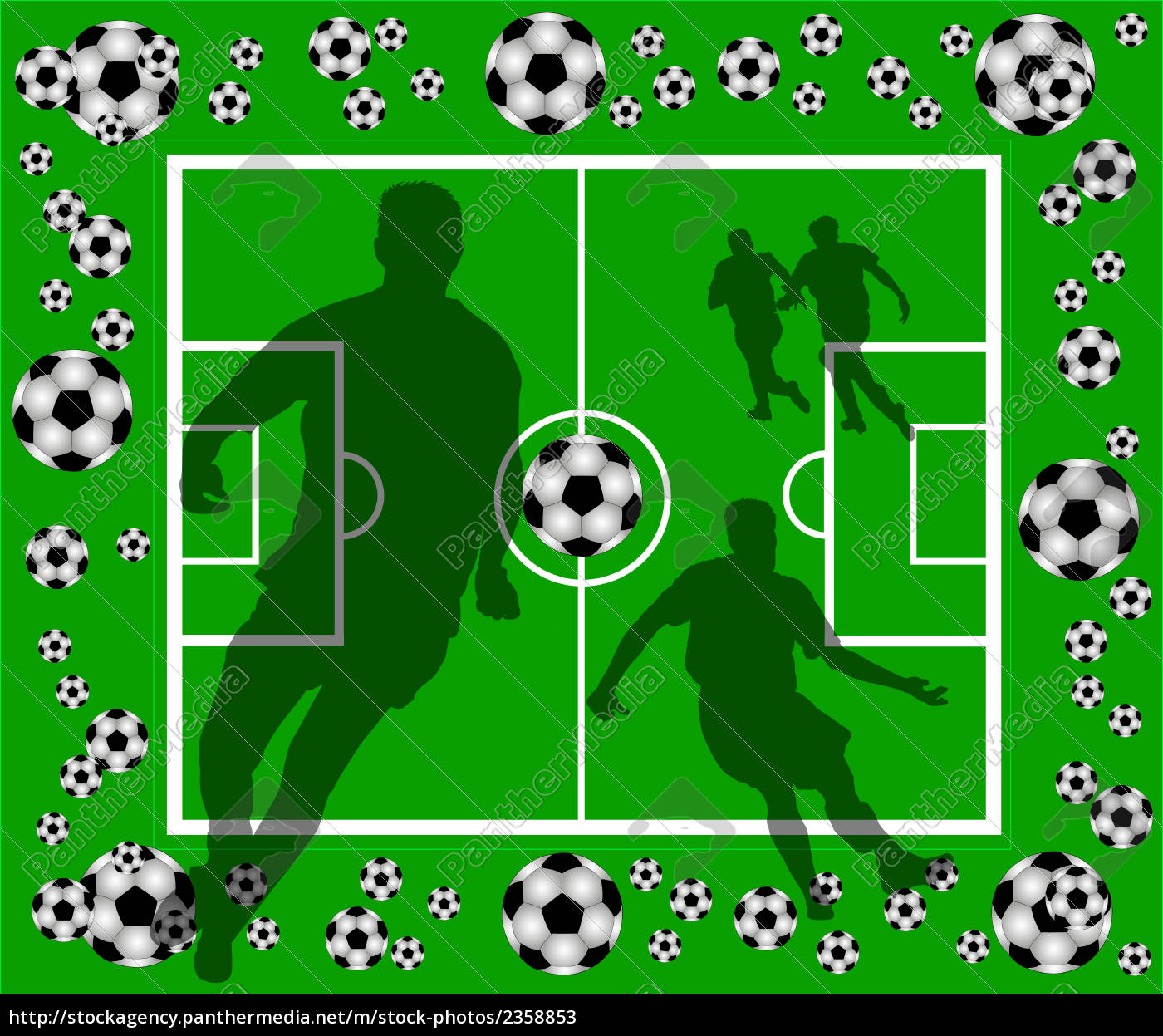 Football Field With Player Silhouettes Stock Photo Panthermedia Stock Agency