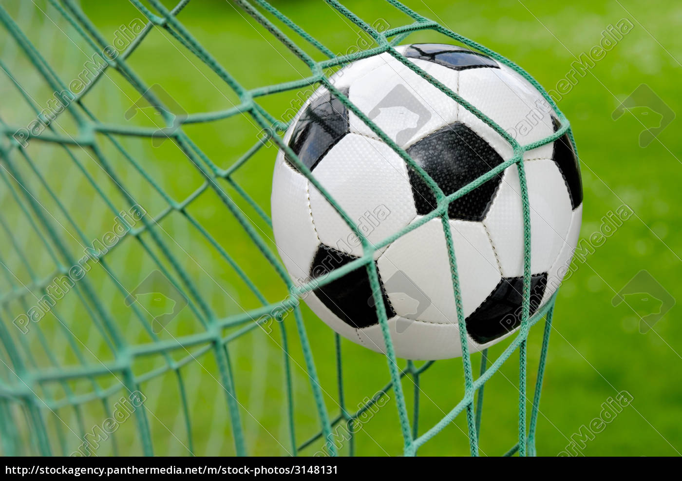 Soccer Ball Flying Into The Goal Royalty Free Image Panthermedia Stock Agency