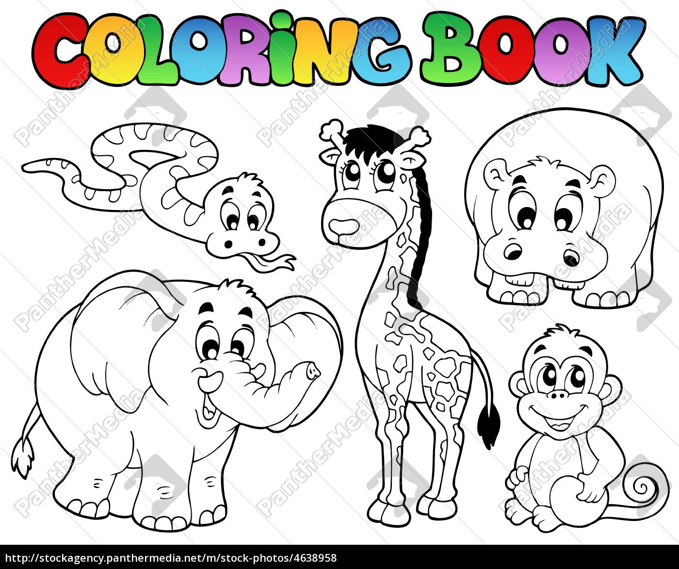 Coloring book with African animals   Stock image   20 ...