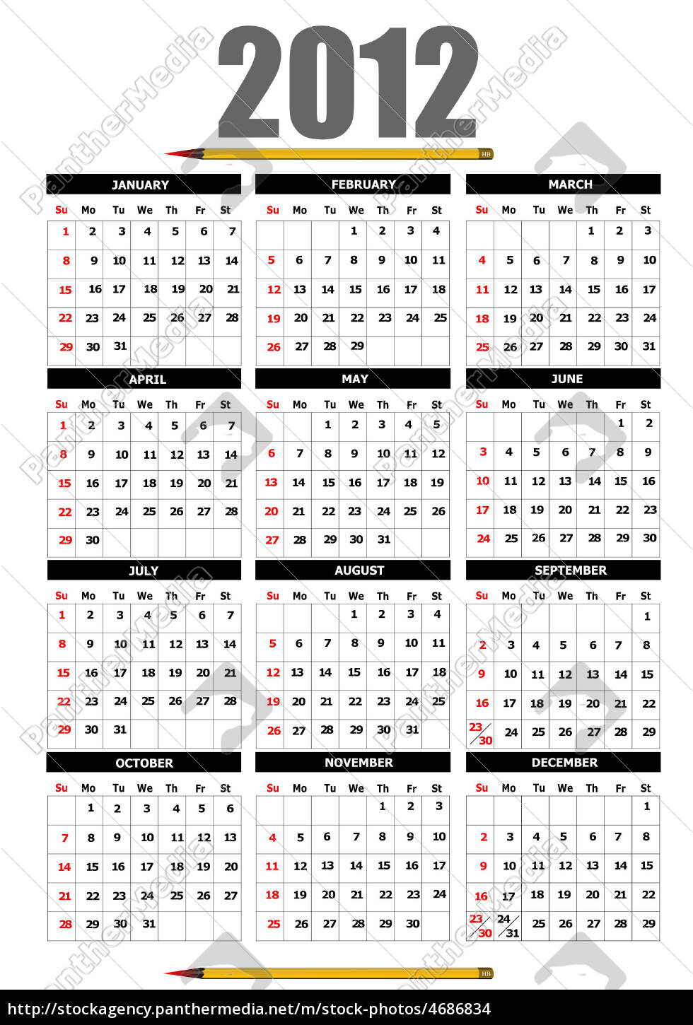 12 Calendar With Flower Image Vector Illustration Royalty Free Image Panthermedia Stock Agency