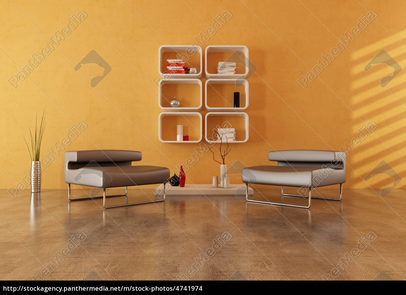 Minimalist Orange And Brown Interior Royalty Free Image 4741974 Panthermedia Stock Agency