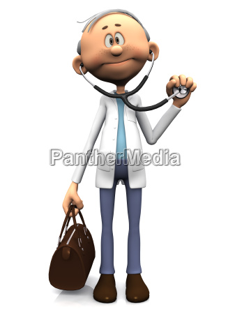 Older cartoon doctor holding stethoscope. - Royalty free image #5112951 |  PantherMedia Stock Agency