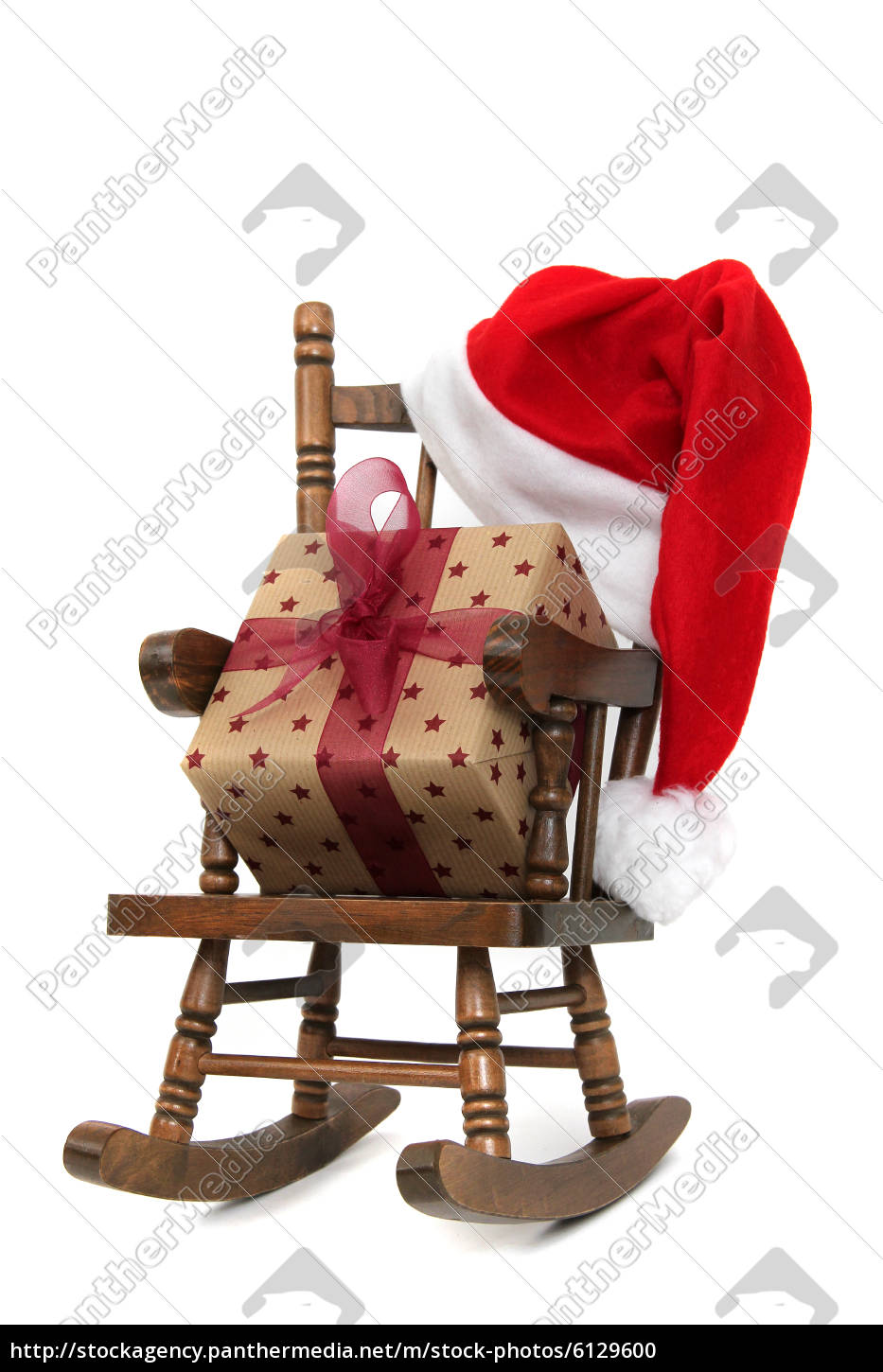 Old Wooden Rocking Chair With Red Jelly Bag Cap And Royalty Free