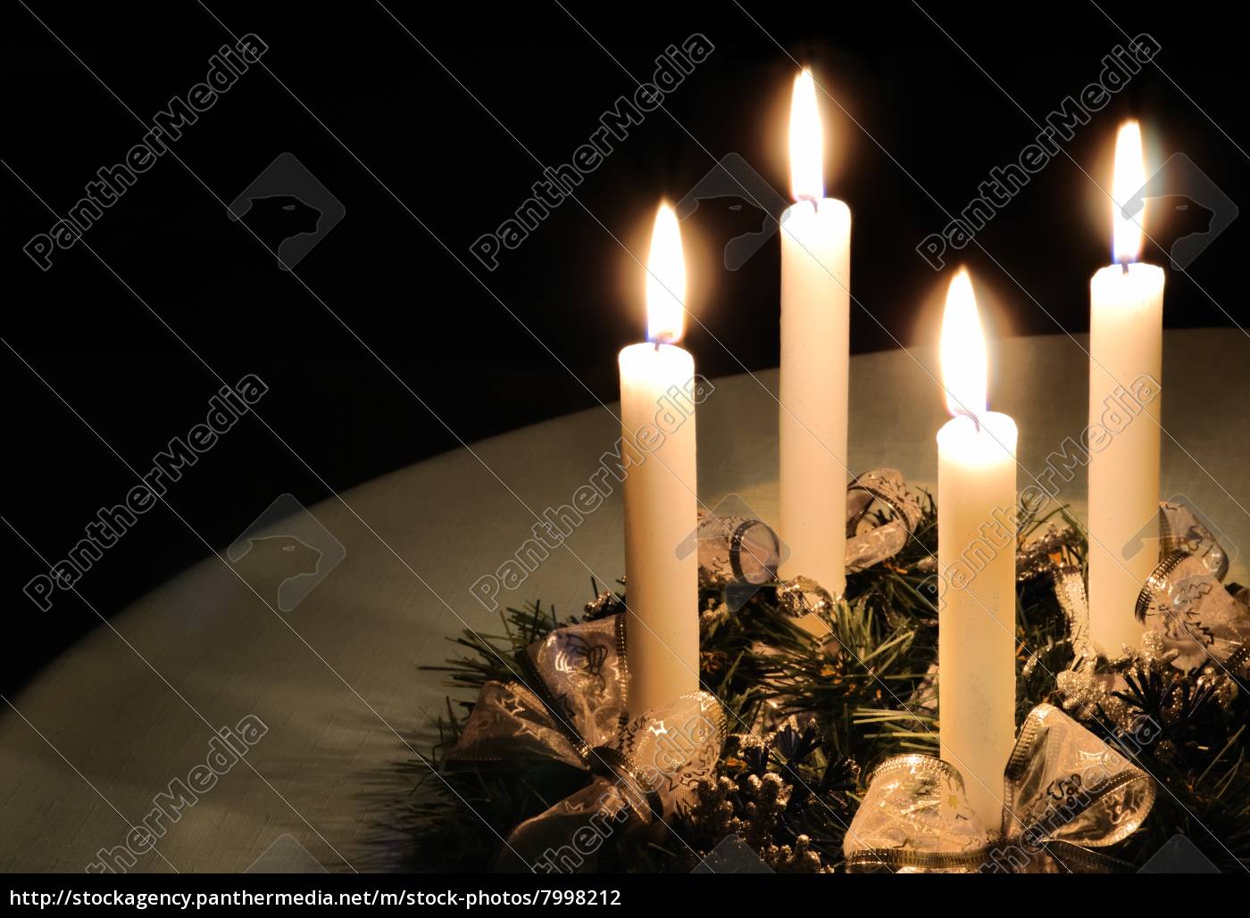 Christmas Advent Wreath With Burning Candles Royalty Free Photo 7998212 Panthermedia Stock Agency