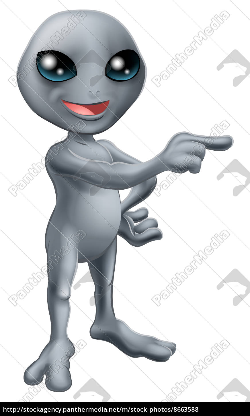 Desenho animado Grey Alien Apontando - Stockphoto #8663588