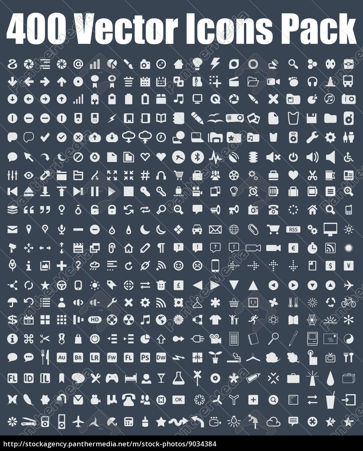 400 Vector Icons Pack White Version Royalty Free Photo Panthermedia Stock Agency