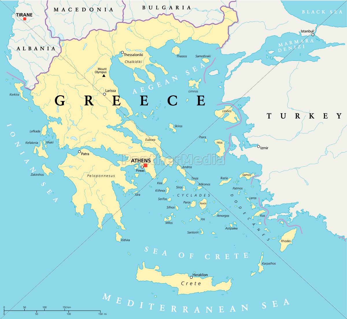 Greece Political Map Royalty Free Photo 9564644