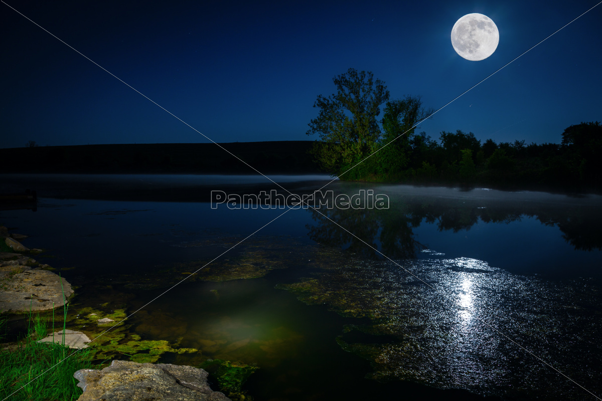 Moon Over Lake Stock Photo Panthermedia Stock Agency