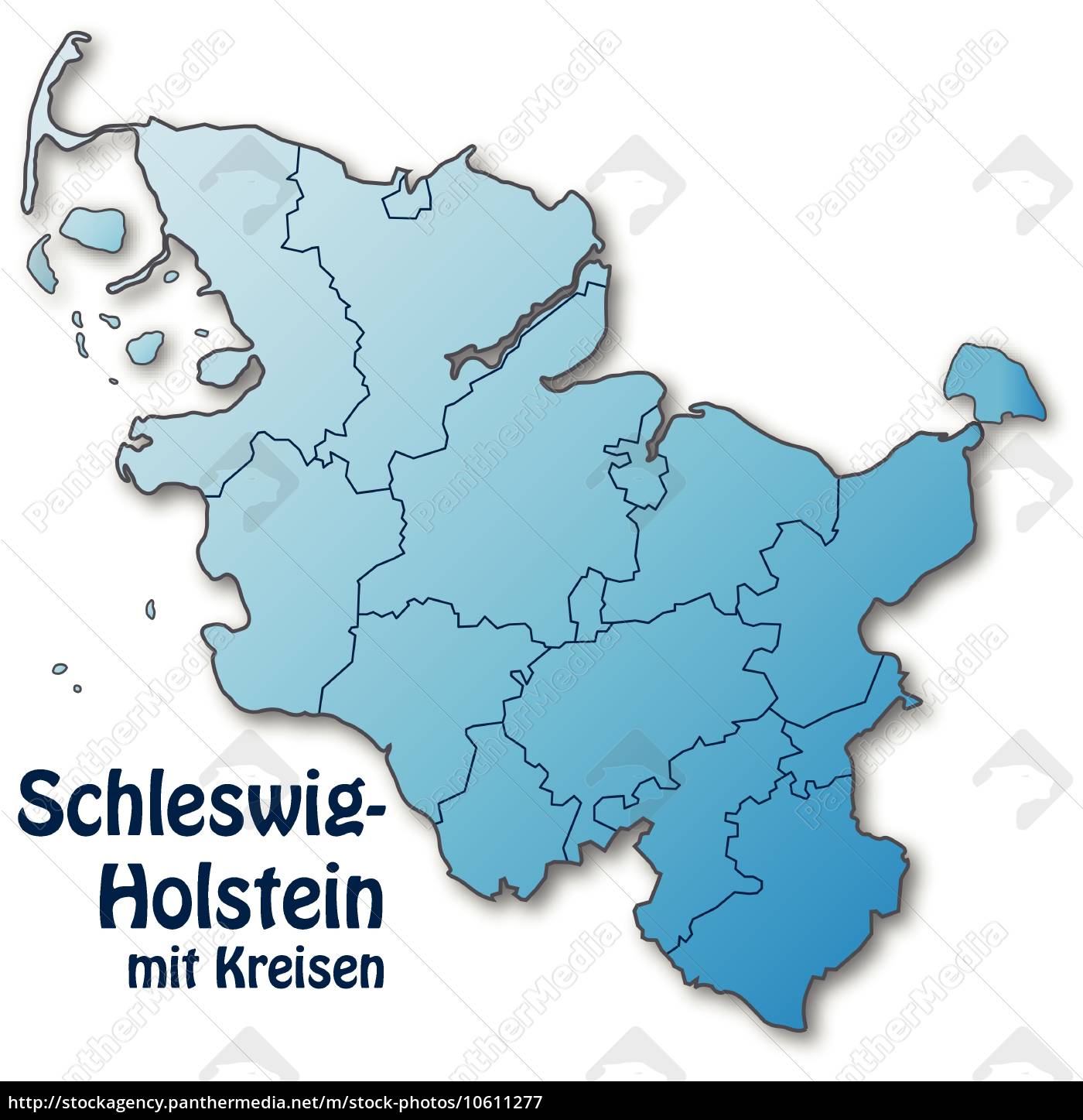 map of schleswig-holstein with borders in blue - Stock Photo ...