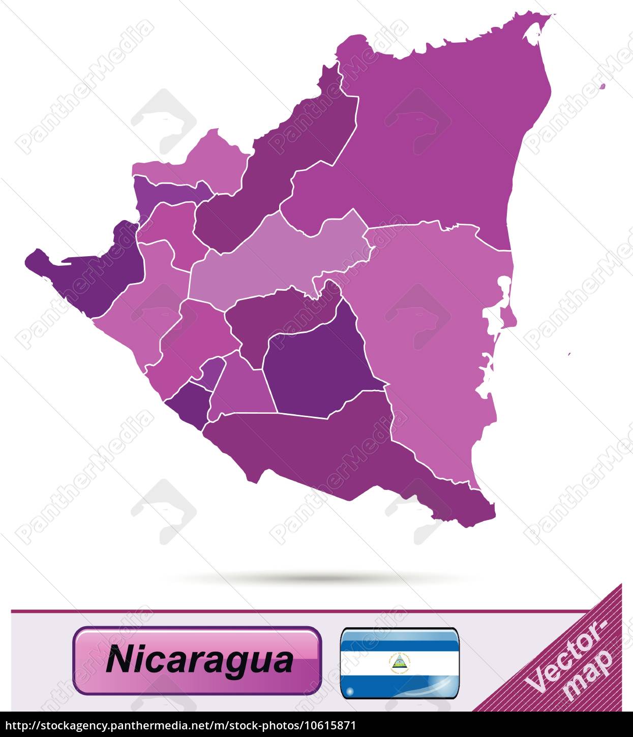 Border map of Nicaragua with borders in purple - Stock Photo #10615871 ...