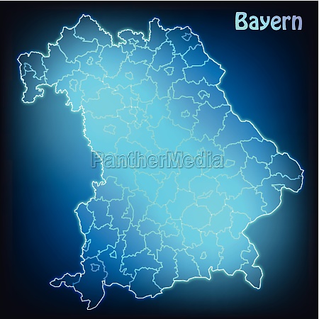 Map of Bavaria with borders in bright colors - Royalty free image ...