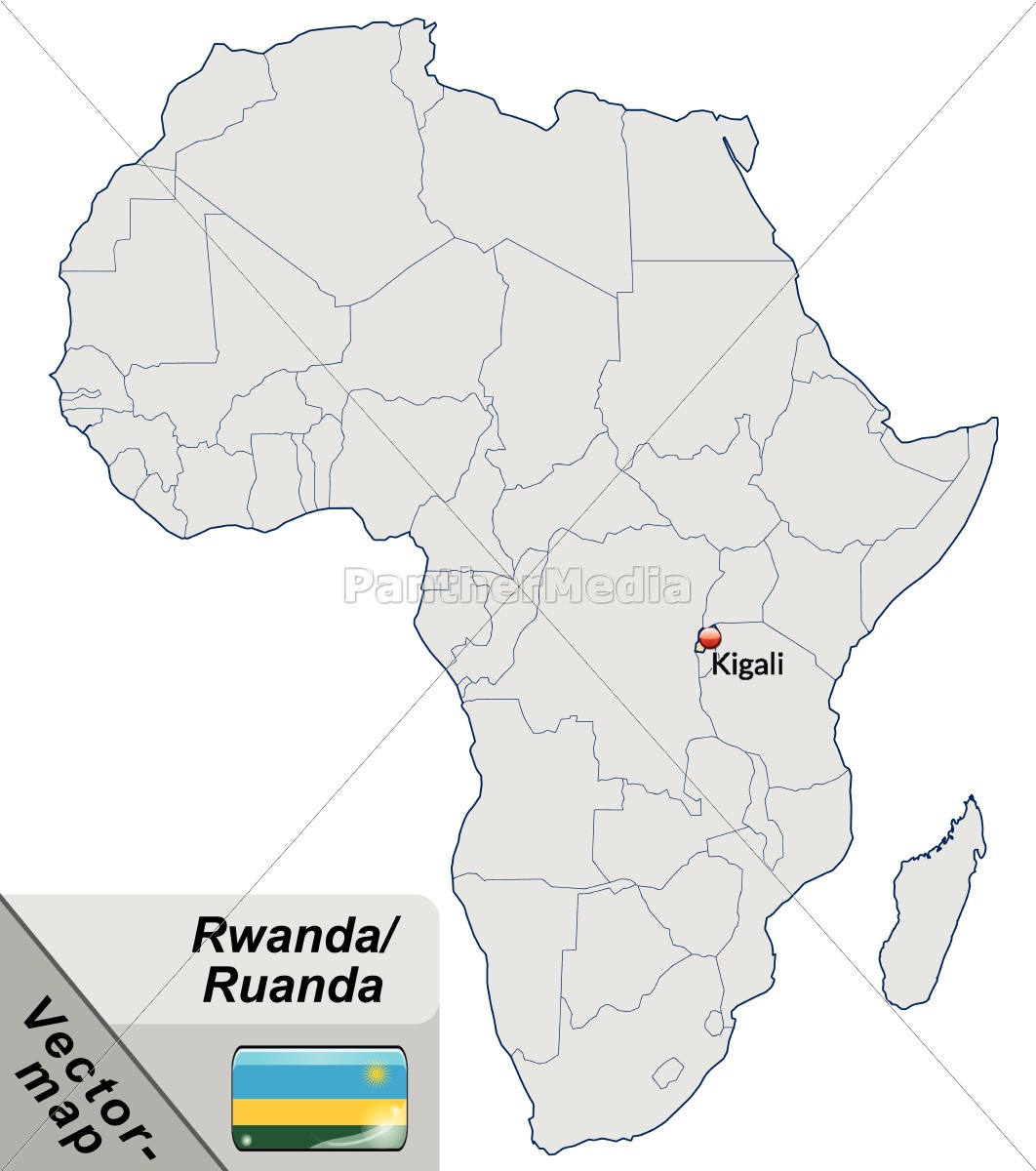 Island map of Rwanda with capitals in pastel orange - Stock Photo ...