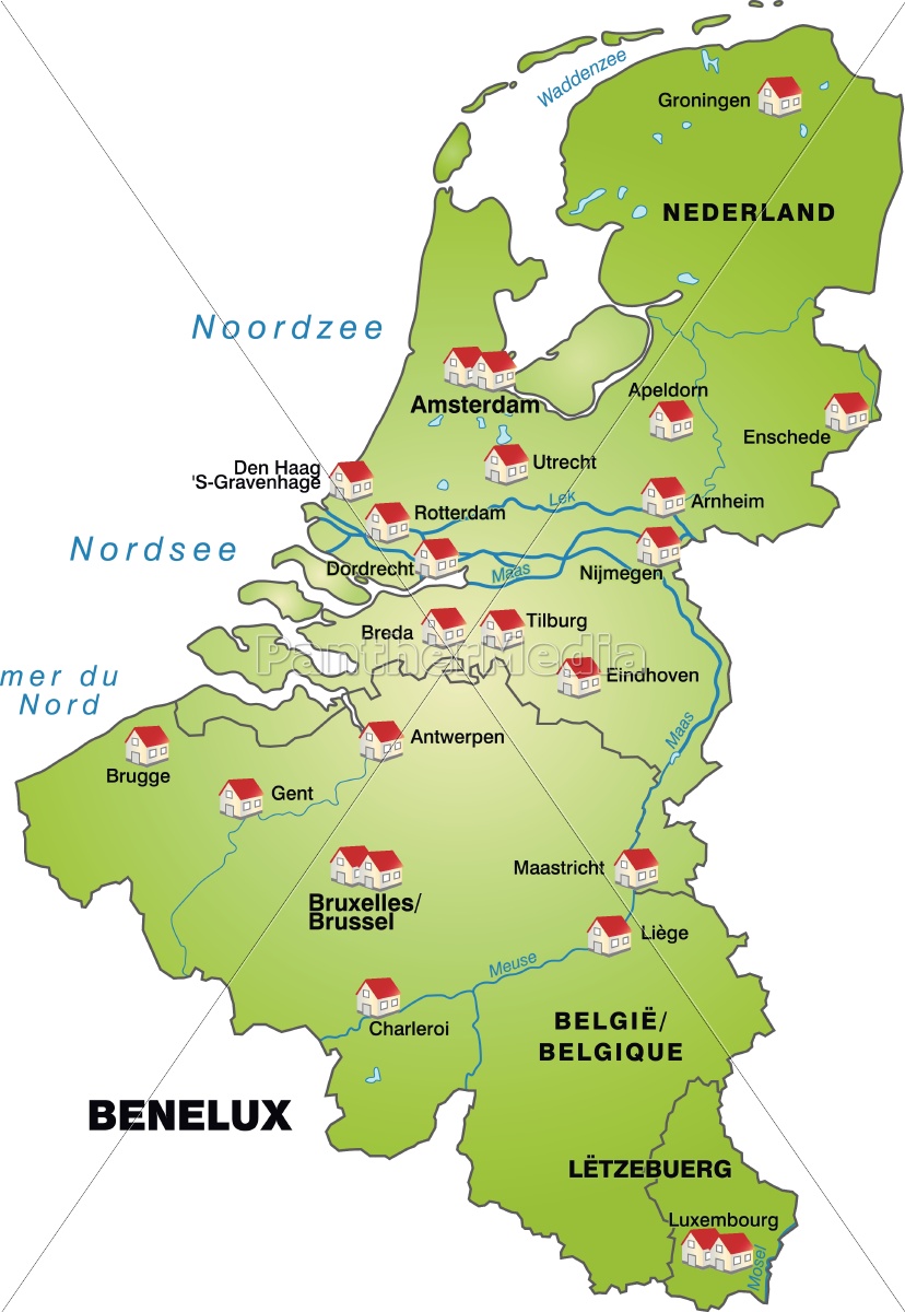 map of benelux countries as infographic in green - Stock Photo ...