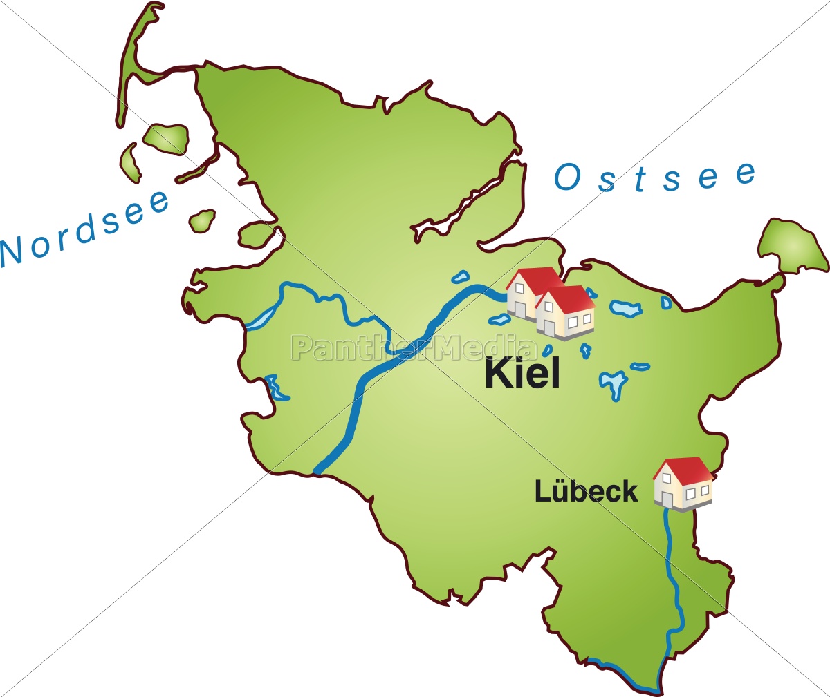 Map of Schleswig-Holstein as infographic in green - Stock Photo - #10634159  PantherMedia Stock 