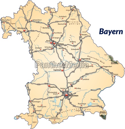 Map of the island of Bavaria with transport network in - Royalty free ...