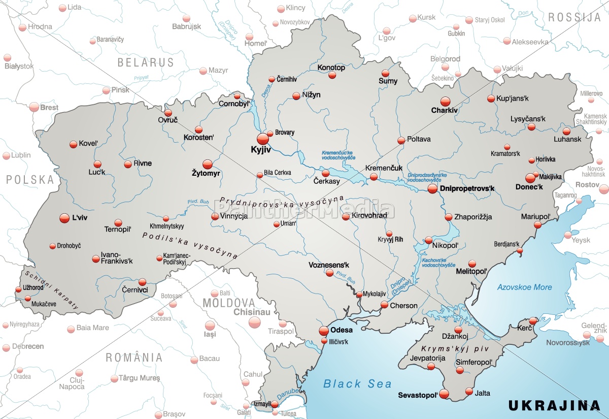 kort over ukraine Map Of Ukraine As A Survey Map In Gray Stock Photo 10655173 Panthermedia Stock Agency kort over ukraine