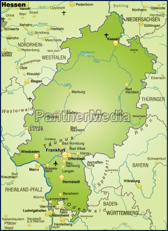 Map of Hesse as an overview map in green - Royalty free image #10656015 ...