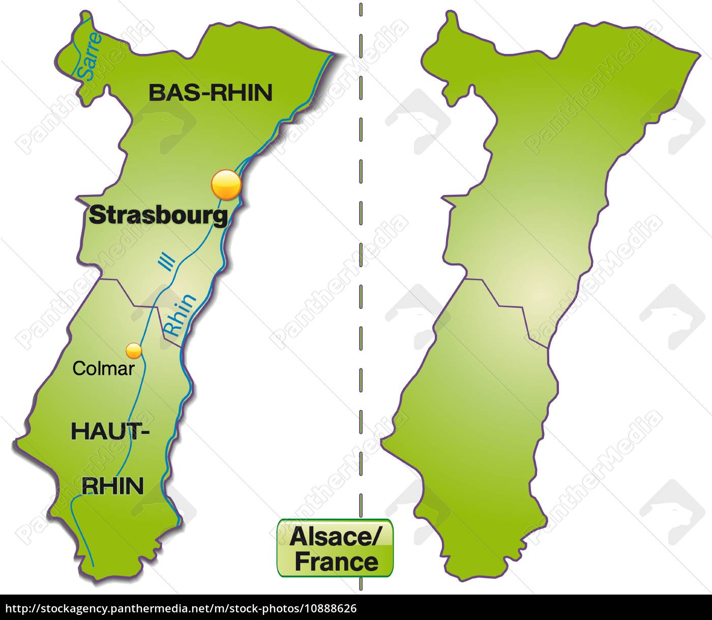 Map of Alsace with borders in green - Royalty free image #10888626 ...