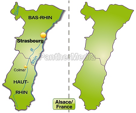 Map of Alsace with borders in green - Royalty free image #10888626 ...