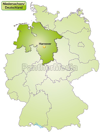 Map of Lower Saxony with capitals in green - Royalty free photo ...