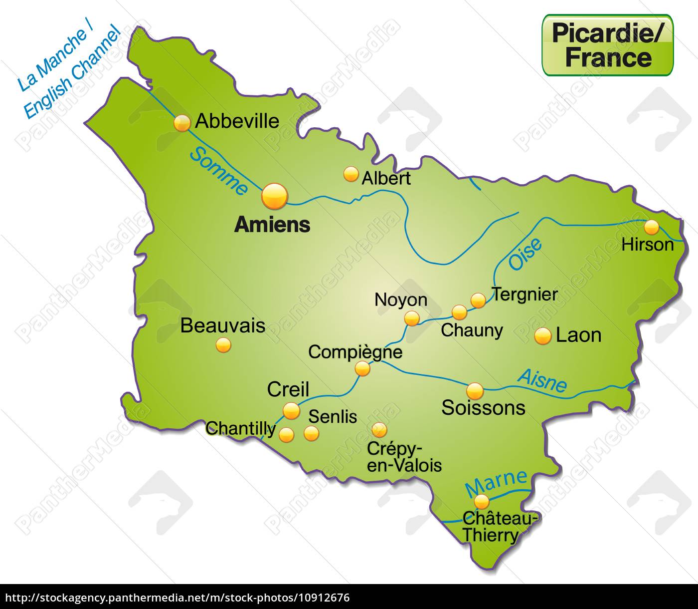 Map of Picardy as overview map in green - Royalty free photo #10912676 ...