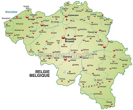 Map of Belgium as overview map in pastel green - Stock image #10915486 ...