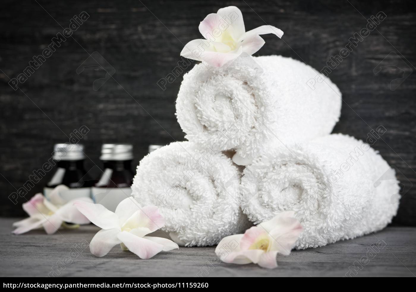 White rolled up spa towels - bMedia