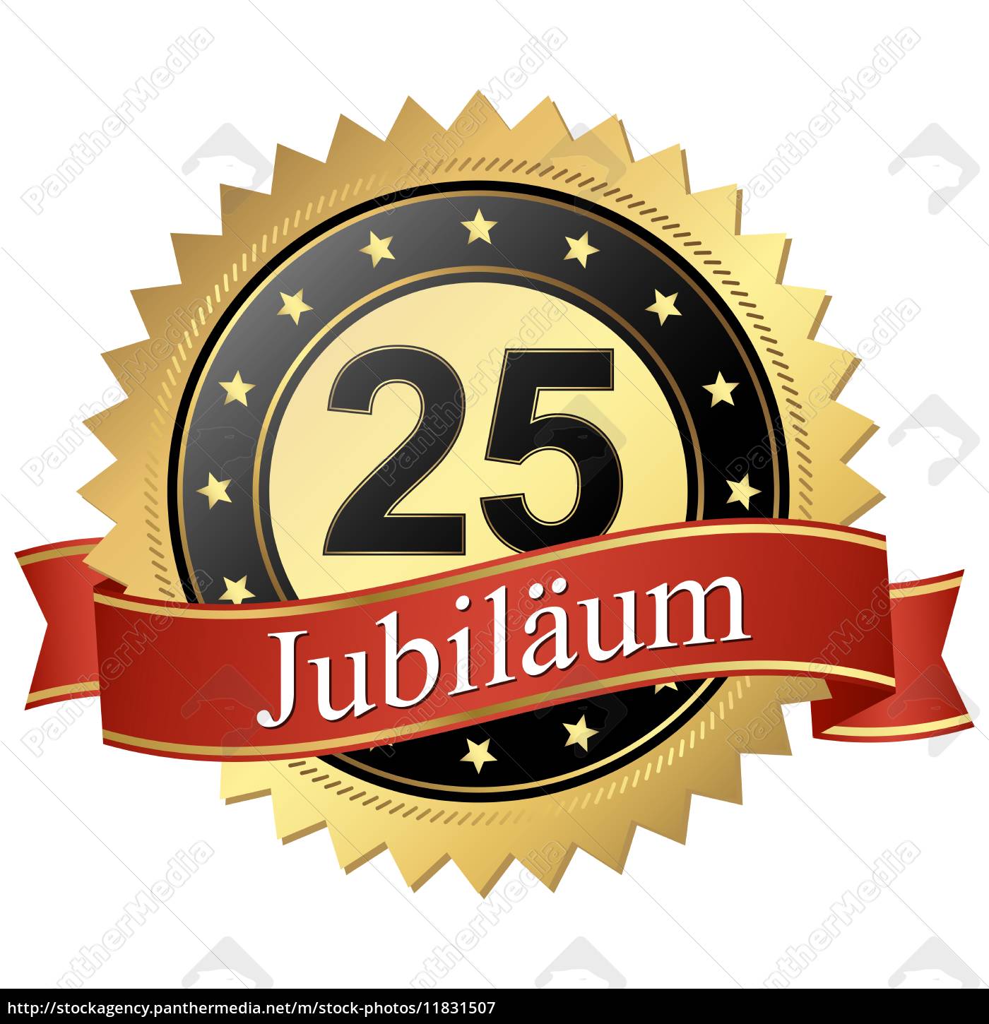 Jubilee Button With Banners German Anniversary 25 Stock Photo Panthermedia Stock Agency