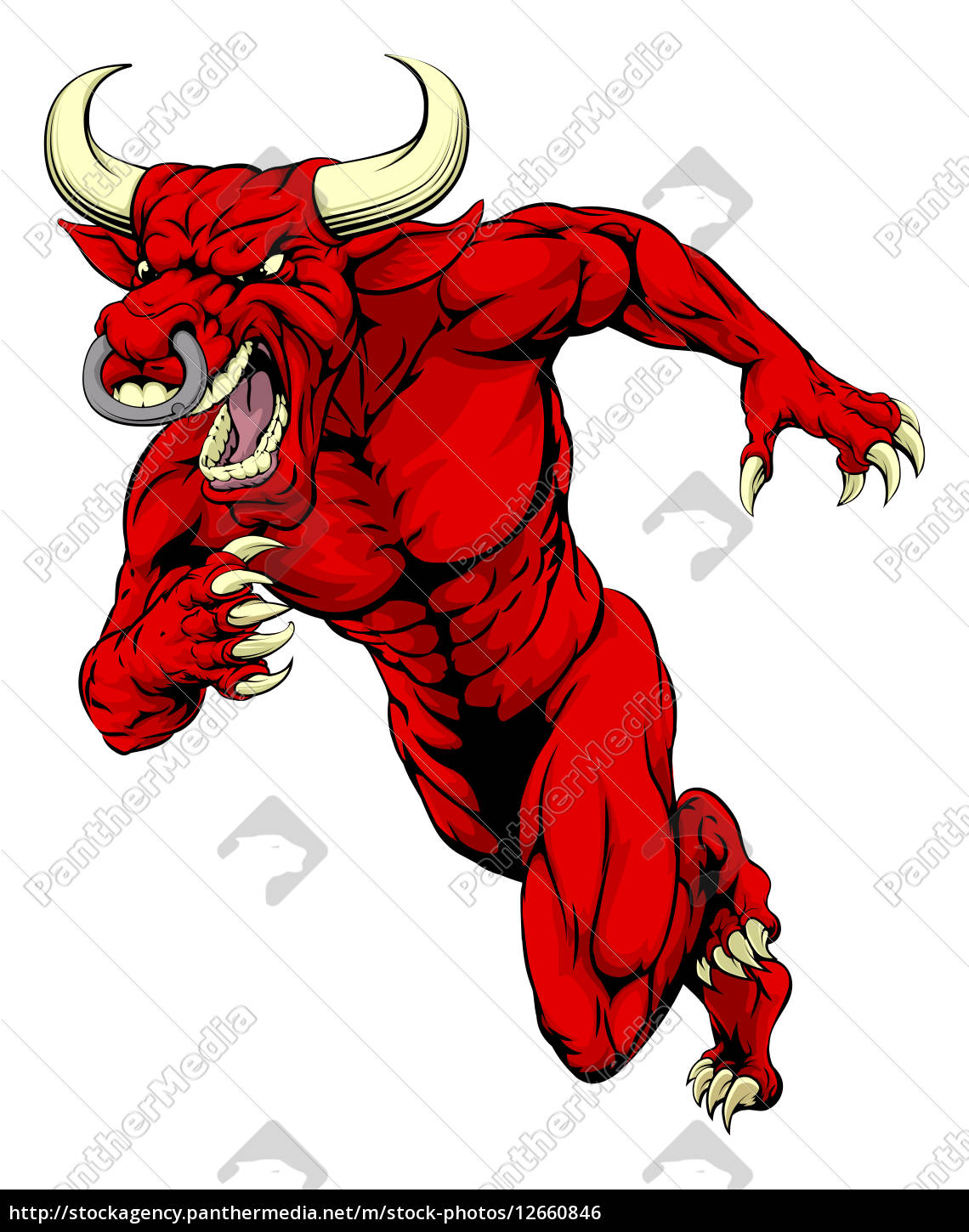 Red Bull Mascot Running Royalty Free Image 12660846 Panthermedia Stock Agency