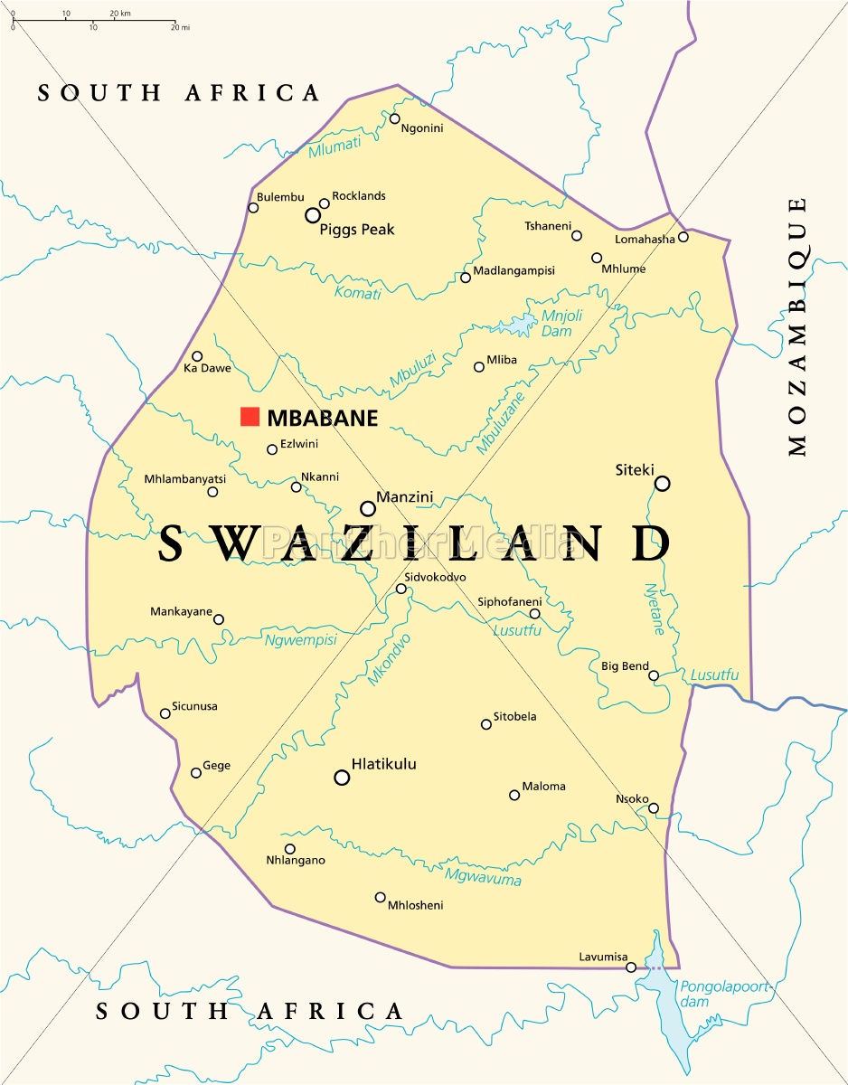 Swaziland Political Map Stock Image 13176494 Panthermedia Stock Agency