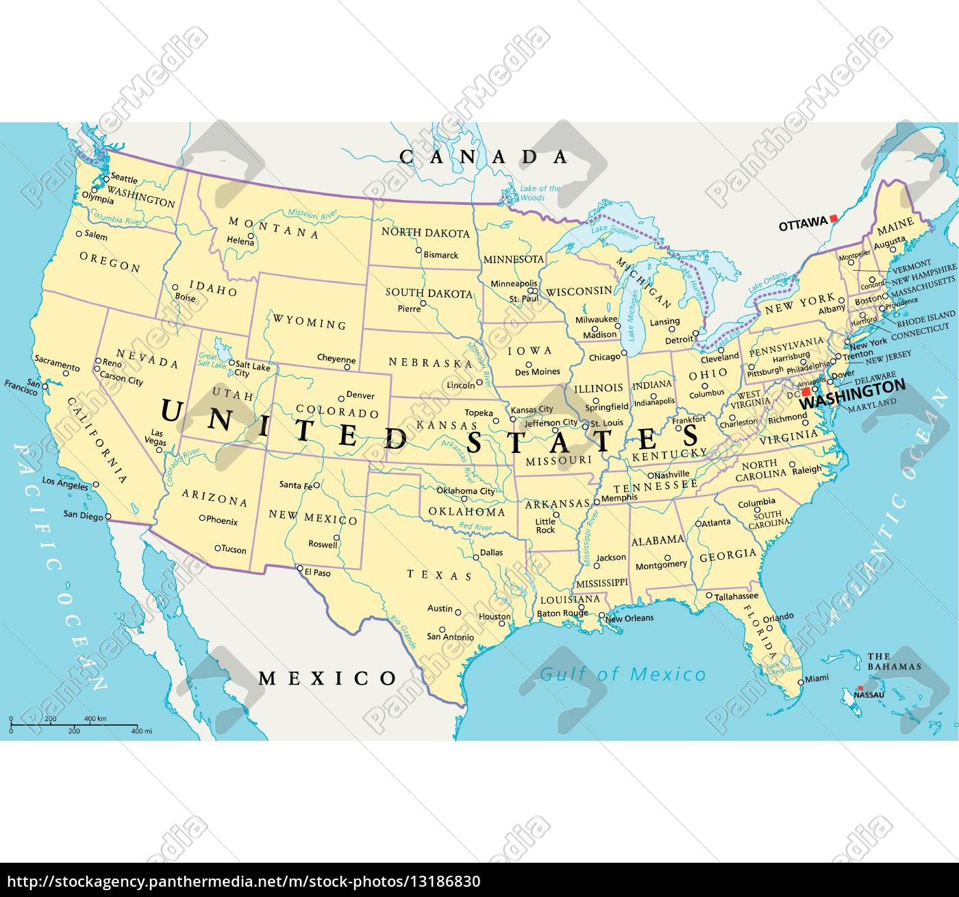 United States Of America Political Map Royalty Free Image